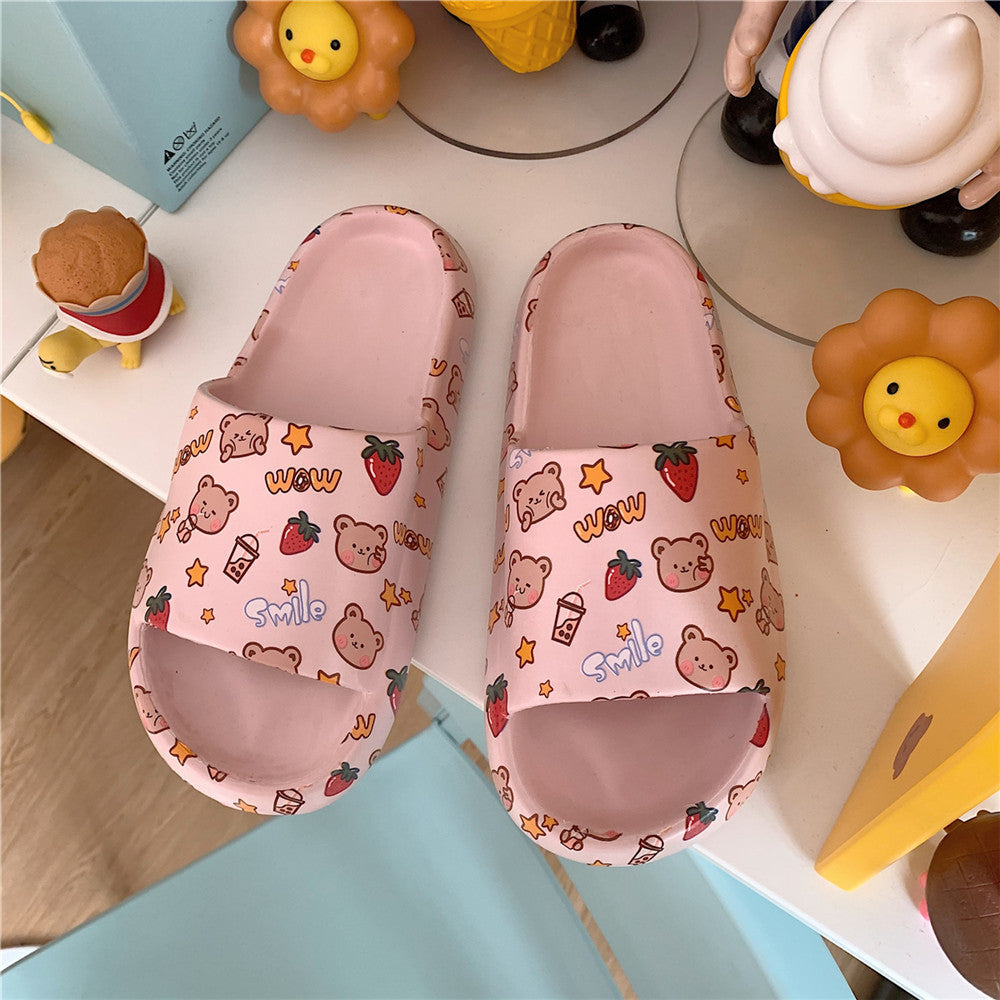 Cute Cartoon Slippers Women With Soft Thick Soles