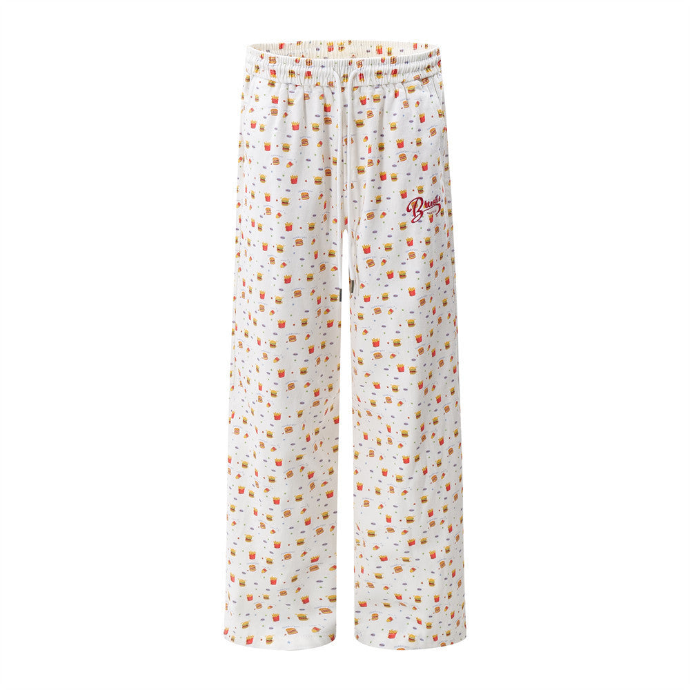 Men's Printed Casual Pants High Street Fashionable Baggy Straight Trousers