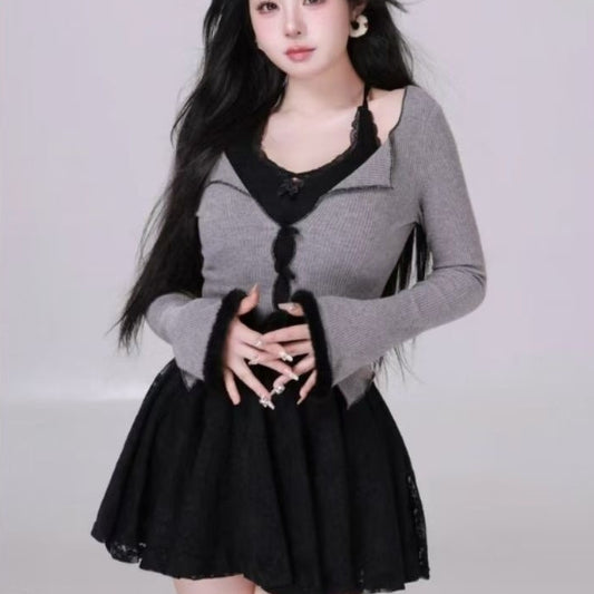 Plus-size French-style Seductive Lace Halter Dress For Women