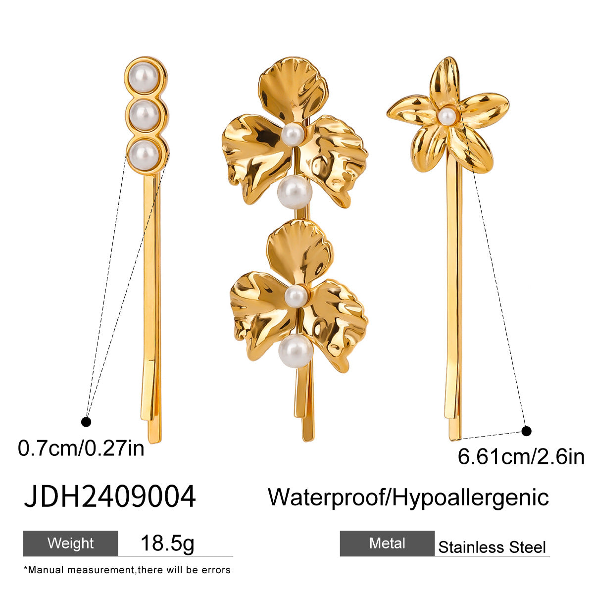 Lady's Flower Simple Titanium Steel Barrettes Suit