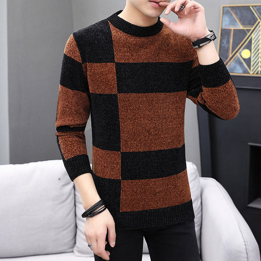 Sweater Mænd Rund Hals Sweater Koreansk Stil Slank Trend Til At Holde Varmen