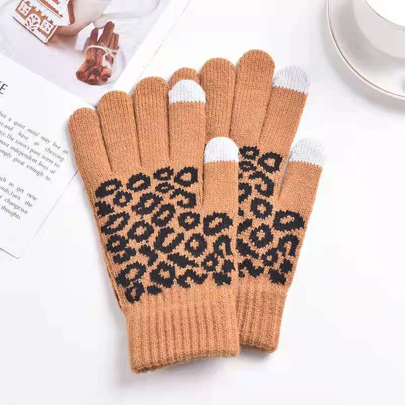 Winter Touch Screen Gloves Knitted Jacquard Men's And Women's Fingers