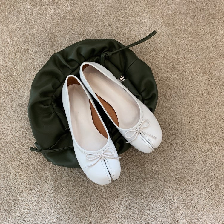 Pig's Hoof Toe Layer Cowhide Single Shoe With Thick Heel And Middle Heel
