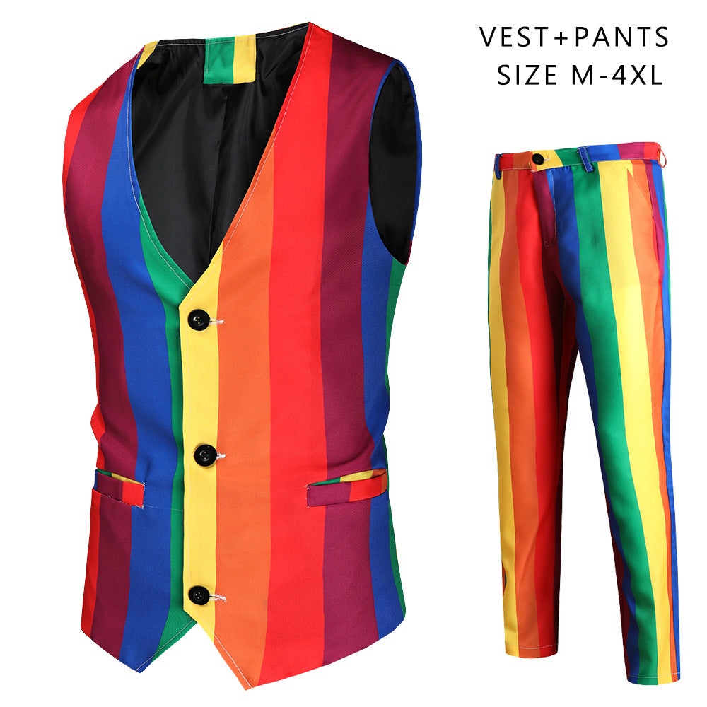 Christmas Printed Suit Men's Three-piece Suit