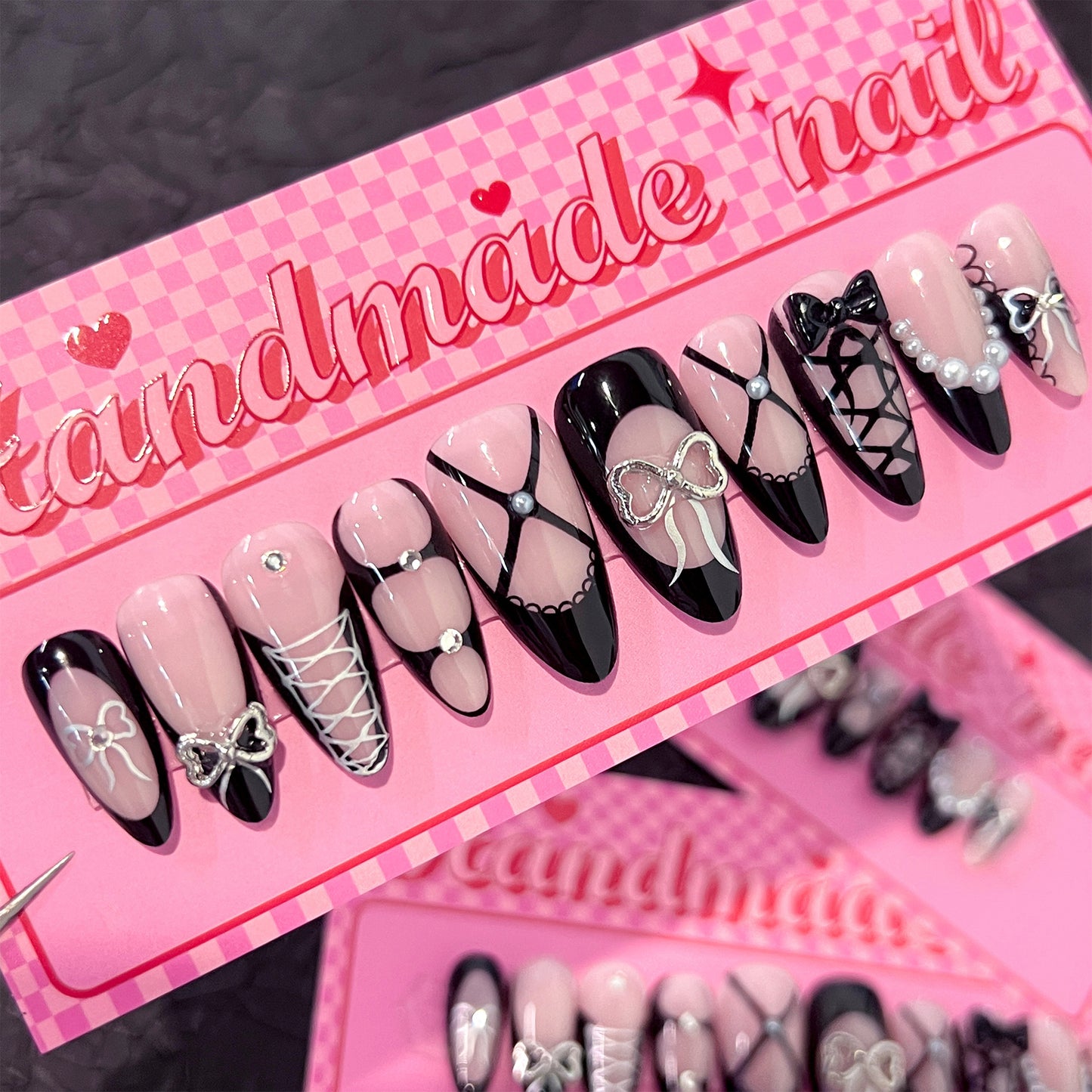 French Black Wear Nail Spot Drill Three-dimensional Bow