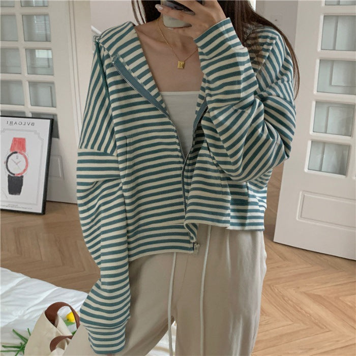 SpringAutumn Loose Long-sleeve Short Trendy Hooded Jacket