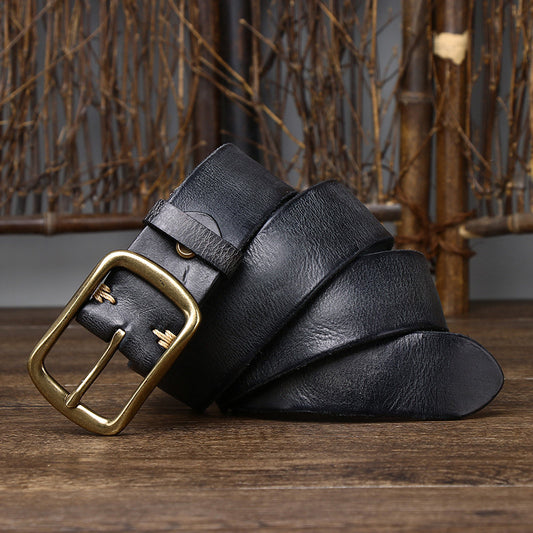 Leather Belt Men's Genuine Leather Pure Retro 38CM