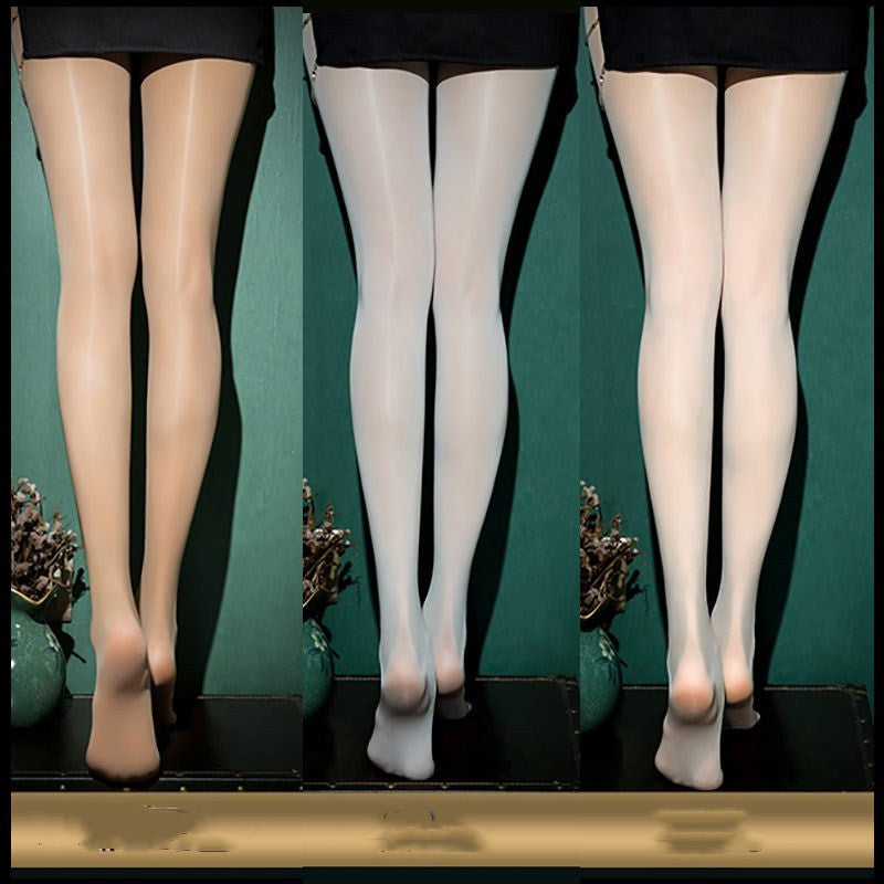 Black Sexy Oily Stockings Women's Summer Ultra-thin Pearl Shiny Gold  Crotch Bottoming Panty Socks Net Red Tide