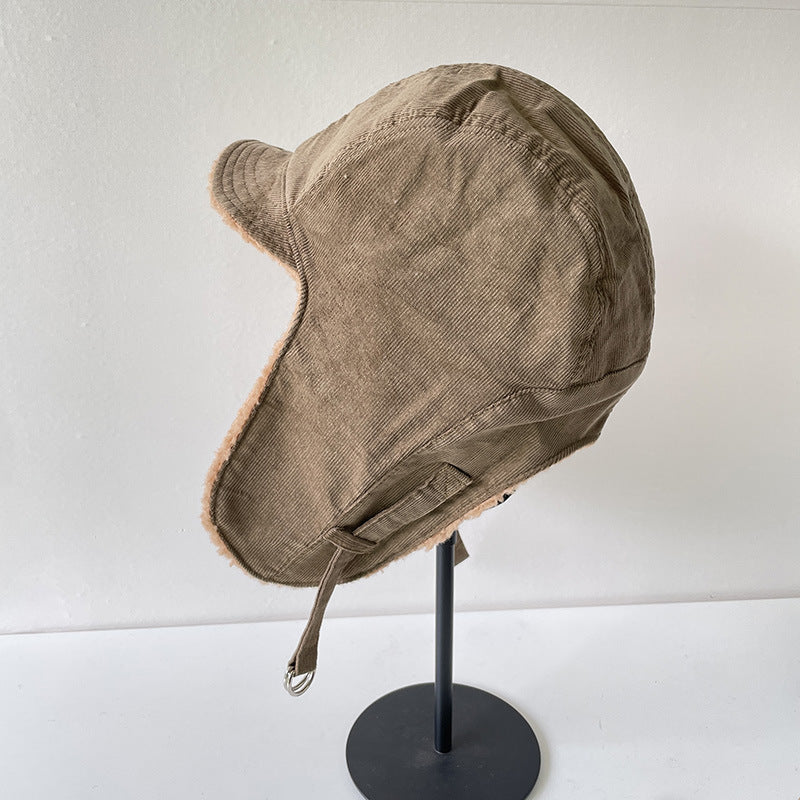 Ear Protector Corduroy Fleece Aviator Hat