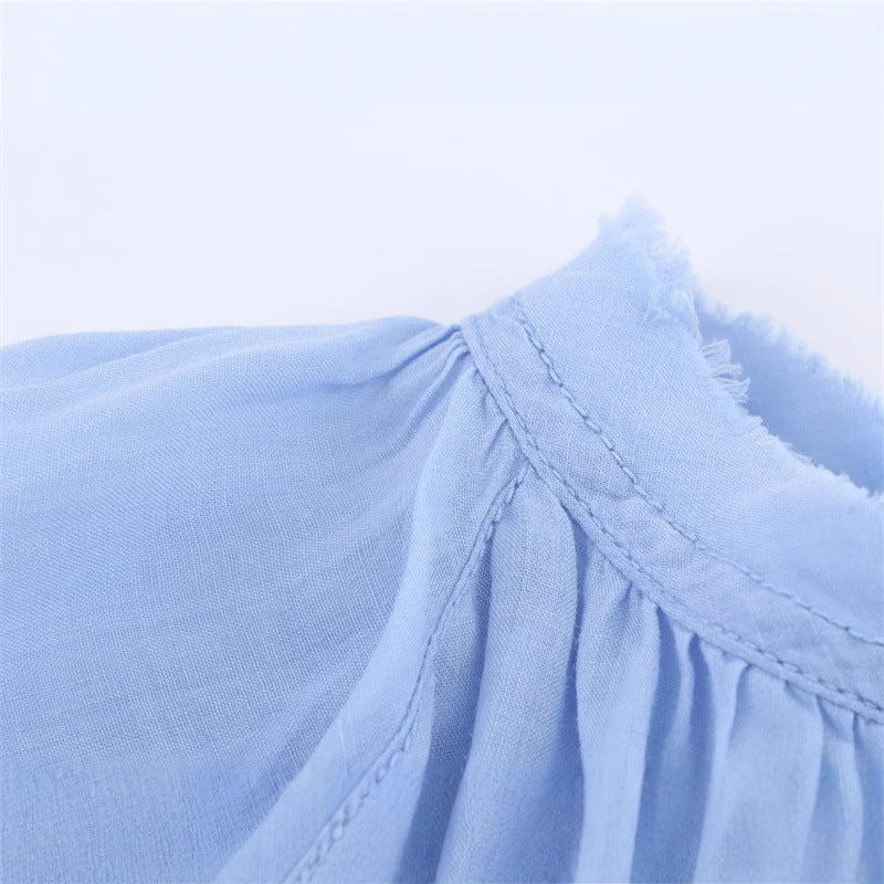 Bowknot Decoration Zhongshan Collar Shirt