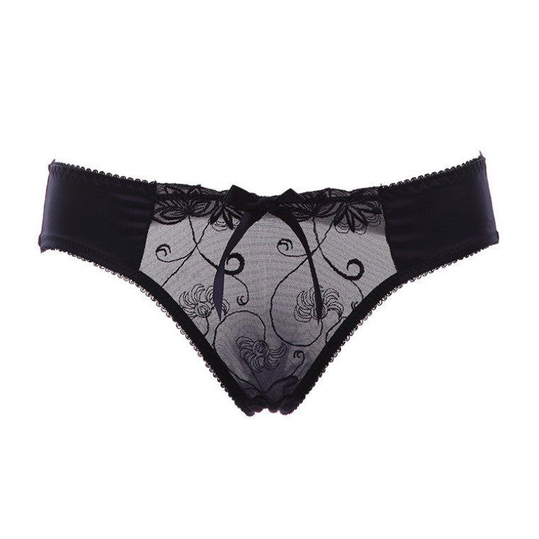 Ladies Fashion Transparent See Through Hollow Embroidery Briefs