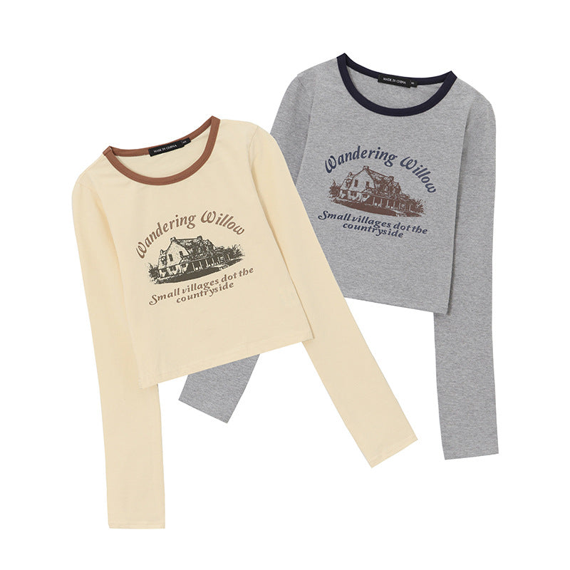 American Retro Simple Atmosphere Long Sleeve Bottoming Shirt Slim Fit