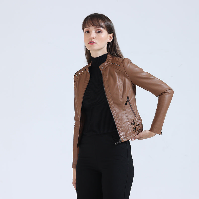Damska kurtka na wiosnę i jesień, czarna, elegancka, z zamkiem