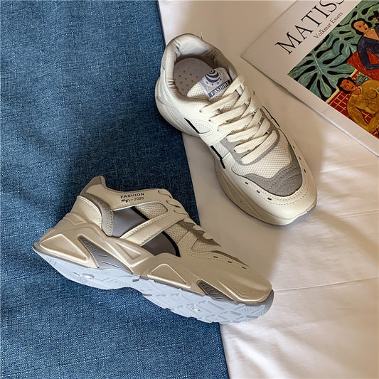 Breathable Color Matching Platform Casual Sports Daddy Shoes