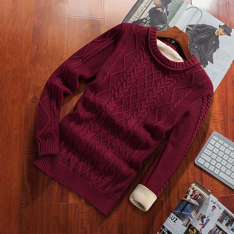 Slim-fit Twisted Solid Color Thick Warm Bottoming Shirt