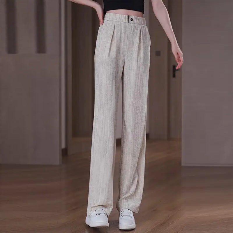 Draping Ice Silk Straight-leg Pants Women's Slimming Plus Size Fashion