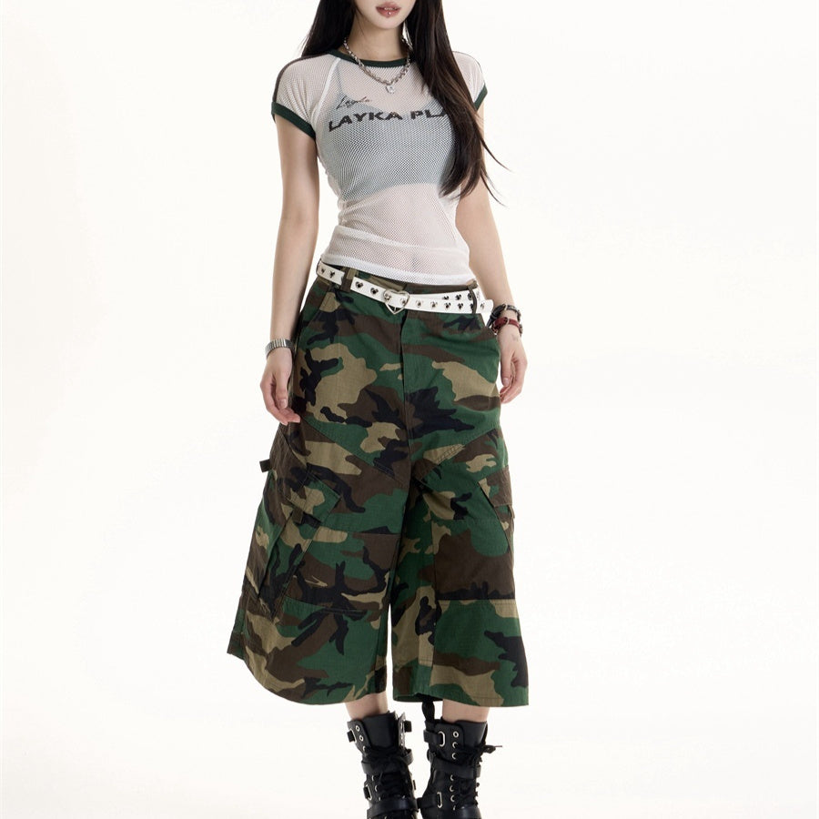 American Retro Simple Camouflage Cargo Pants