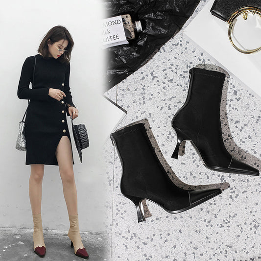 Autumn Winter Ankle Boots Stiletto Elastic Socks Boots