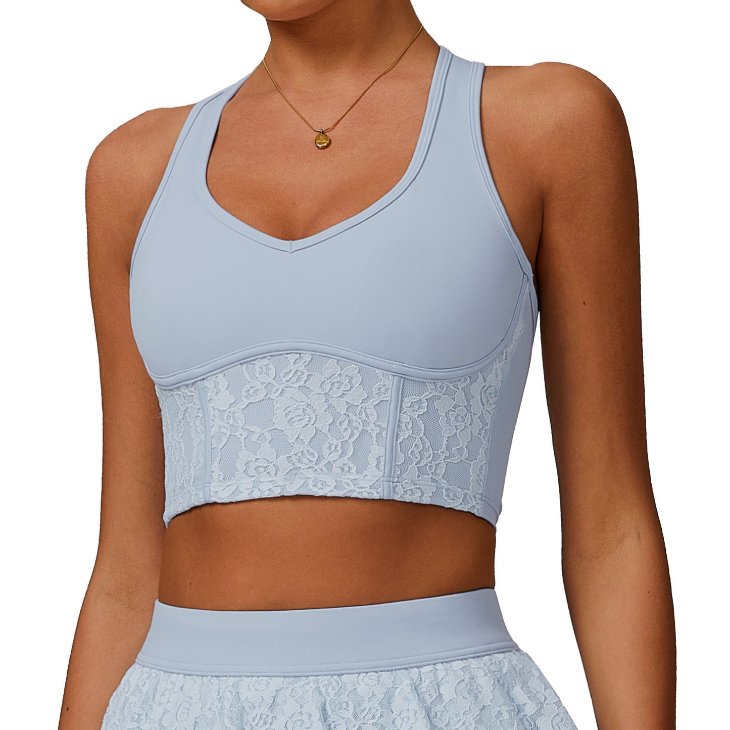 Lace Nude Feel Yoga Vest Mesh Breathable Beauty Back Exercise Underwear