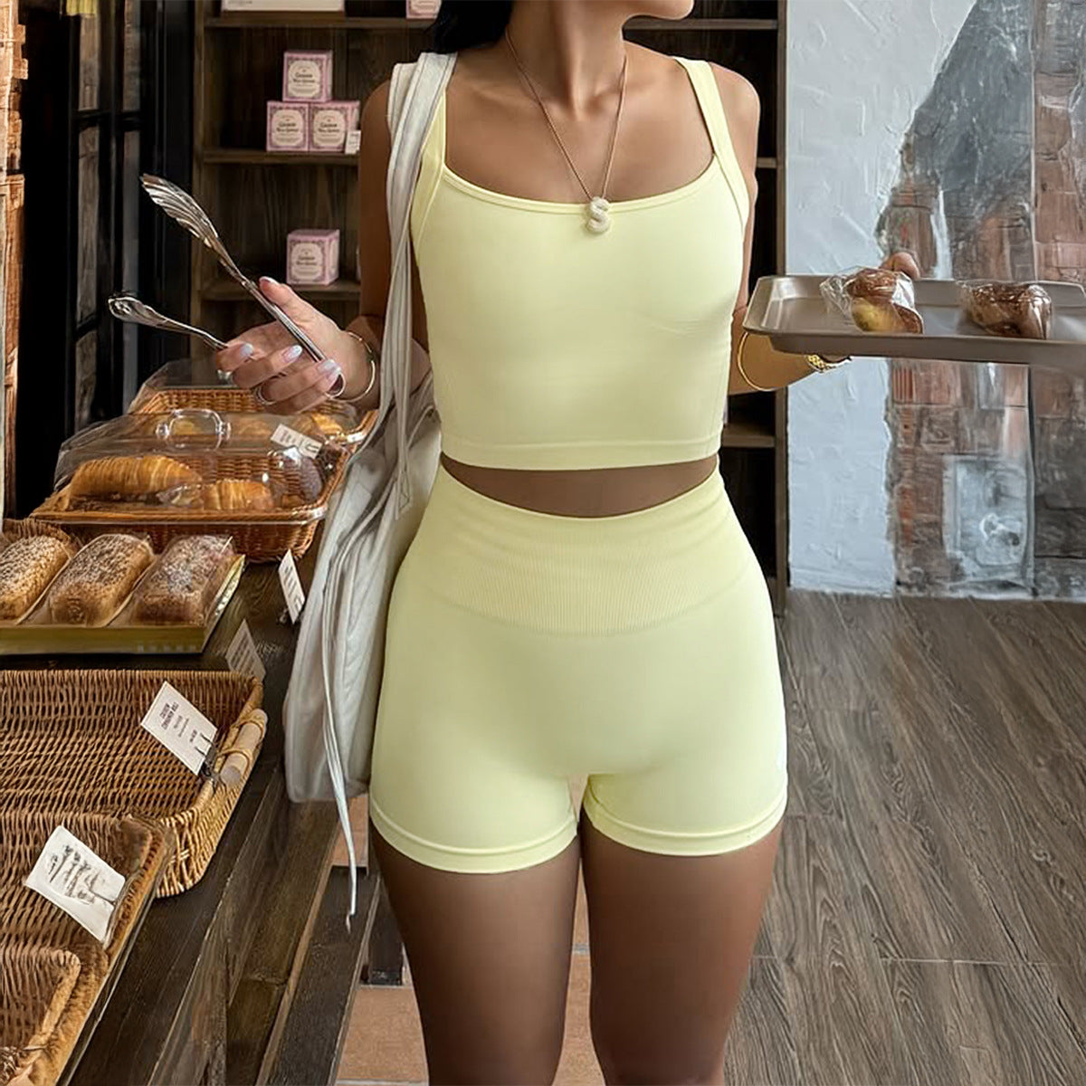 Womens Sports Camisole And Shorts Two Piece Set
