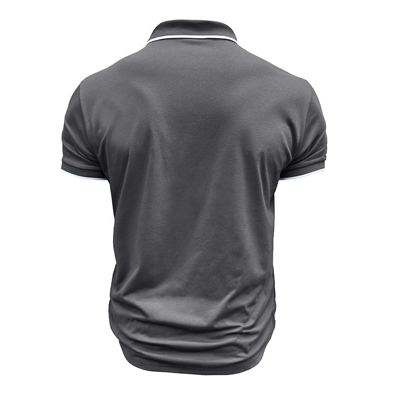 European And American Style Men's Clothing Short Sleeve Lapel Jacquard