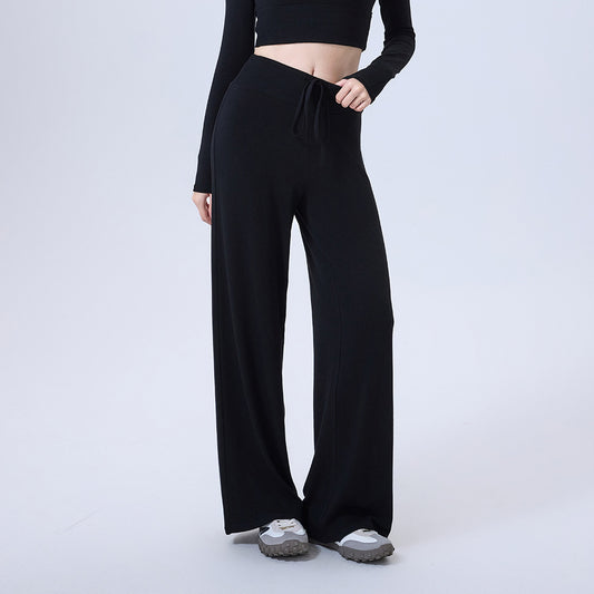 Draping Effect Sports Outdoor Running Yoga Straight-leg Pants