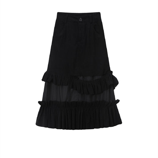 Corduroy A-line Mid-length Cake Skirt