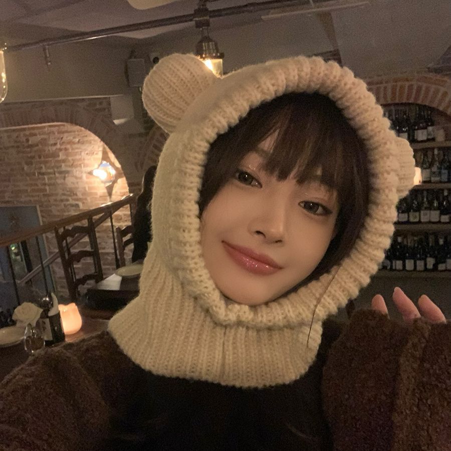 Women's Fashionable Warm Cute Bear Ears Wool Hat