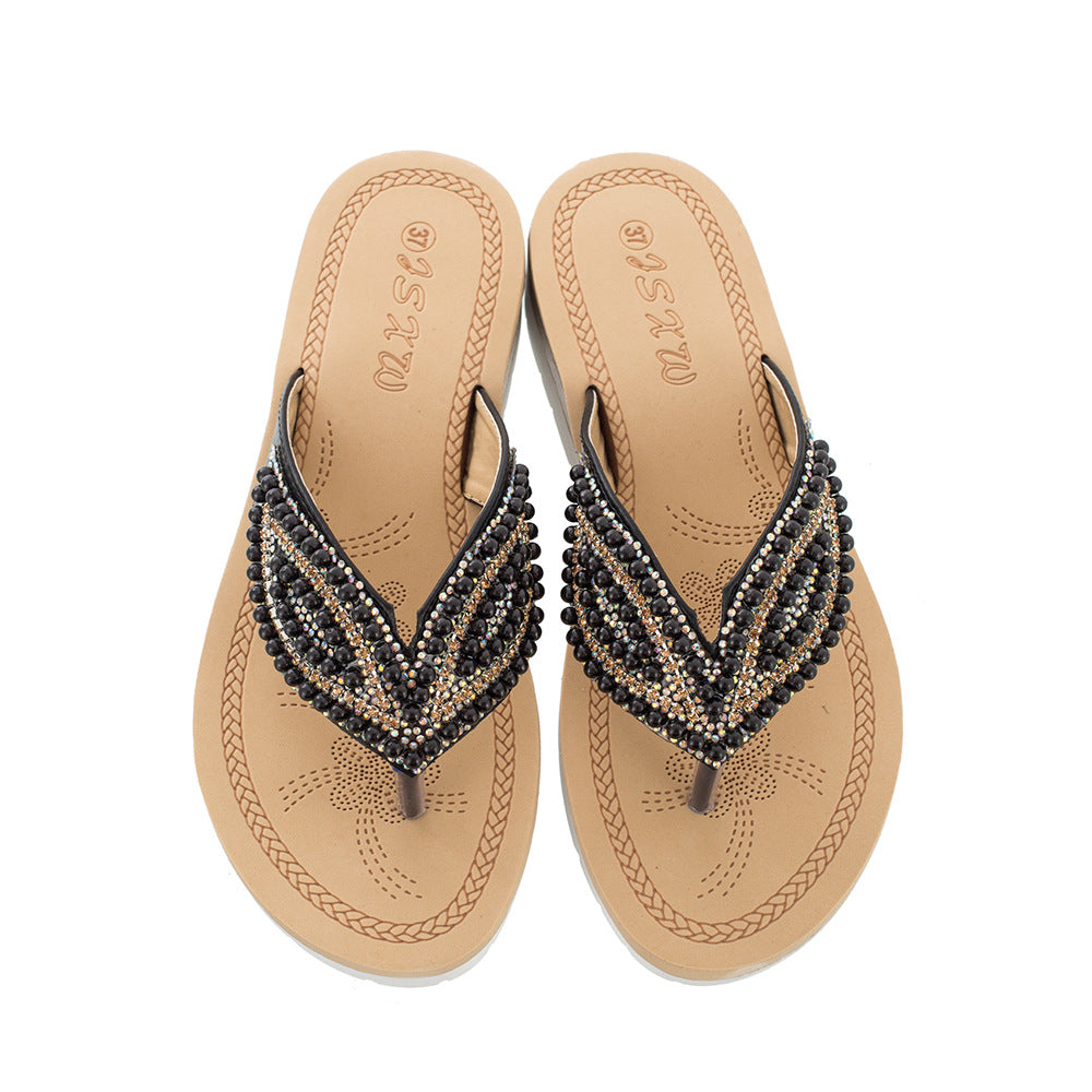 Plus Size Pearl Leaf Accessories Sandals
