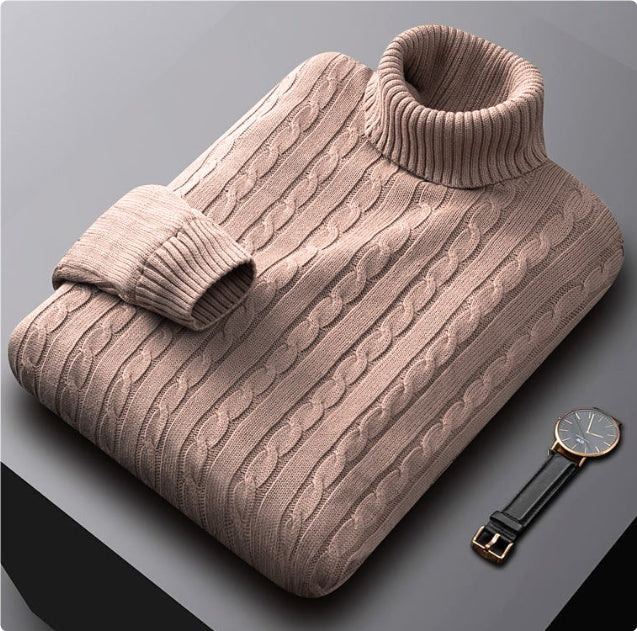 Men's Turtleneck Sweater Fleece-lined Thickened