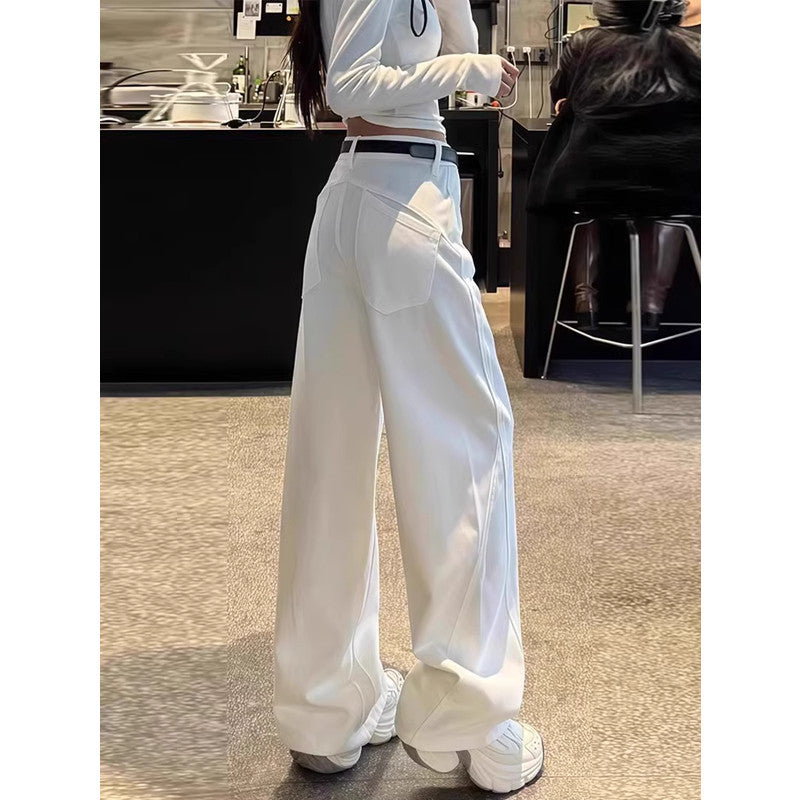 Springautumn Ny Stil Hvide Lige Ben Jeans Til Store Kvinder