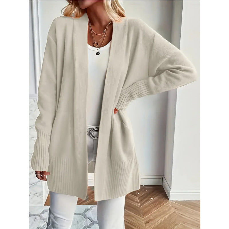Casual Simple Elegant Shawl Sweater With Pockets