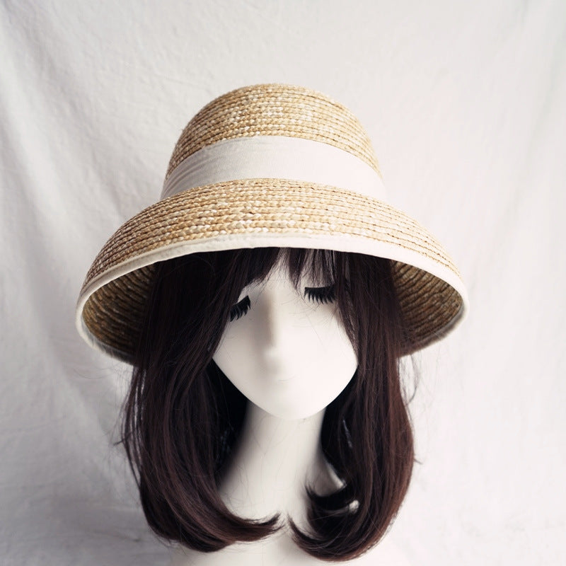 French Women's Vintage Straw Bell Beach Straw Hat