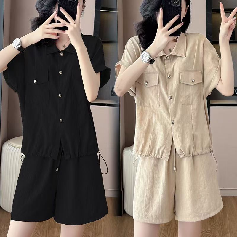 New Summer Casual Sportswear Set Solid-color Top And Shorts