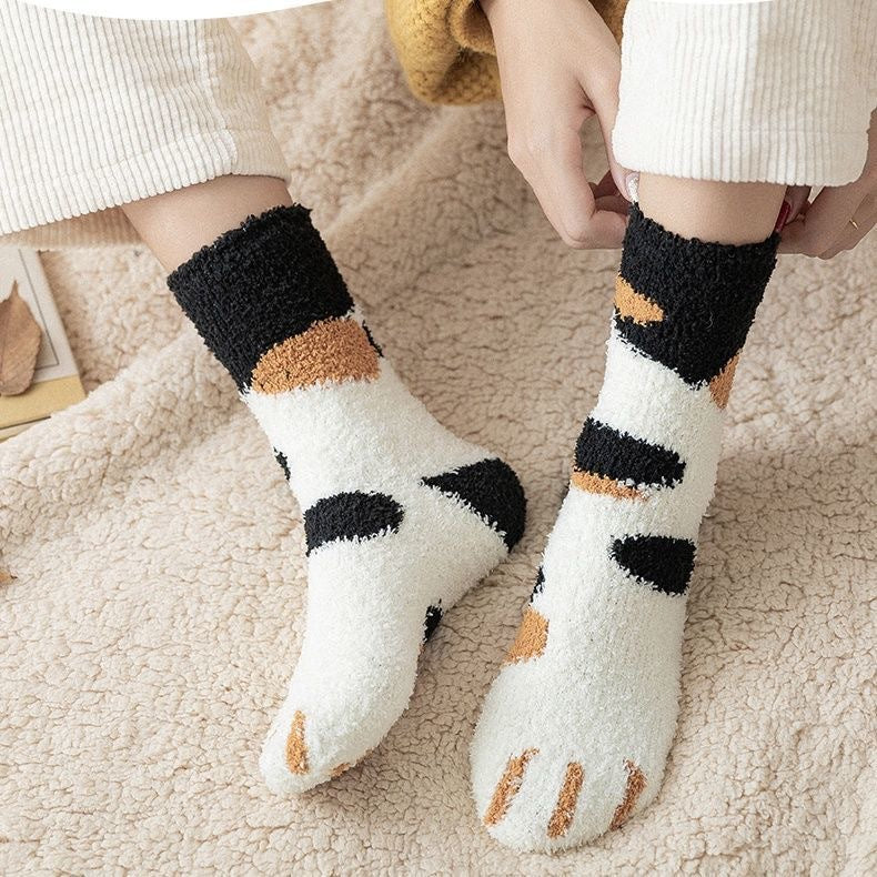 Autumn And Winter Plus Velvet Thick Towel Floor Socks