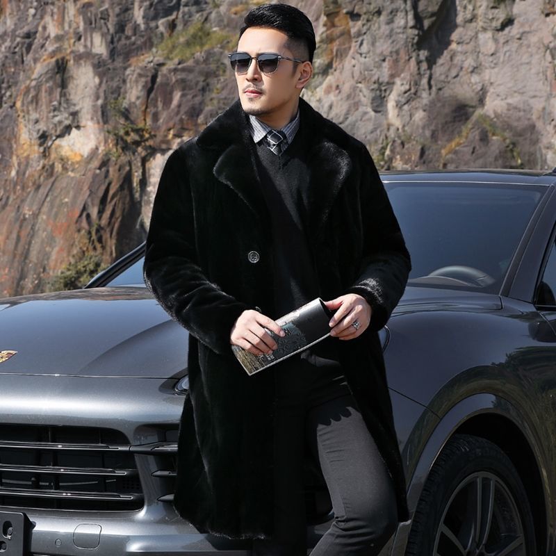 Men's Thick Mid-length Faux Leather Jacket
