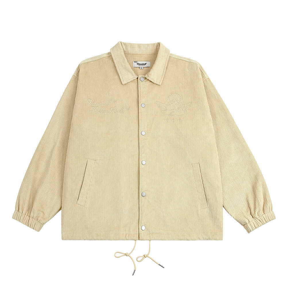 American Street Embroidered Letters Loose Jacket Coat