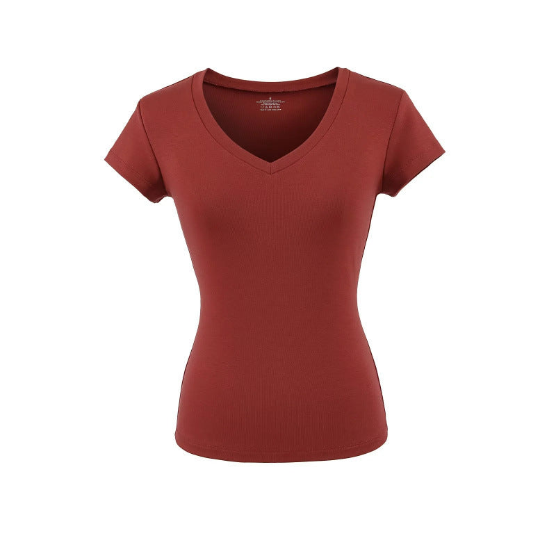 Silk Short-sleeved T-shirt Women's Short Waist-controlled Top
