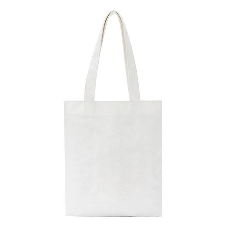 Student Shopping White Canvas Bag Printed Cotton
