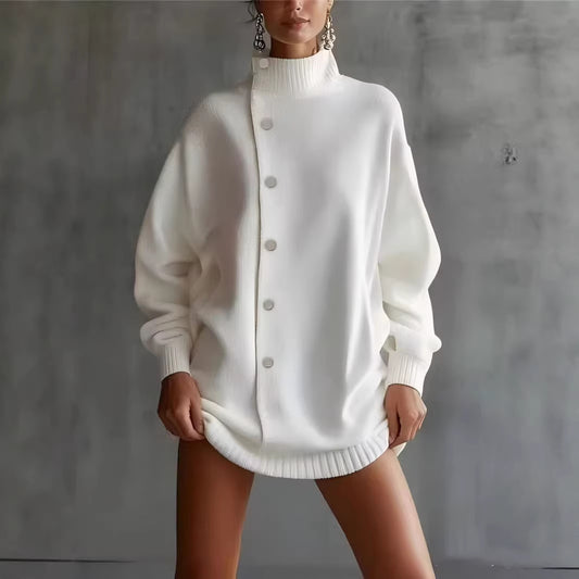 Womens Turtleneck Sweater Cardigan Knitted Outerwear For FallWinter
