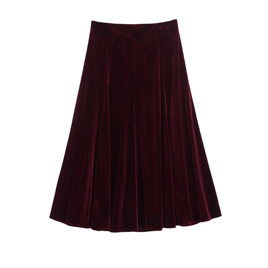 European And American Fashion Velvet Temperament Wave Skirt
