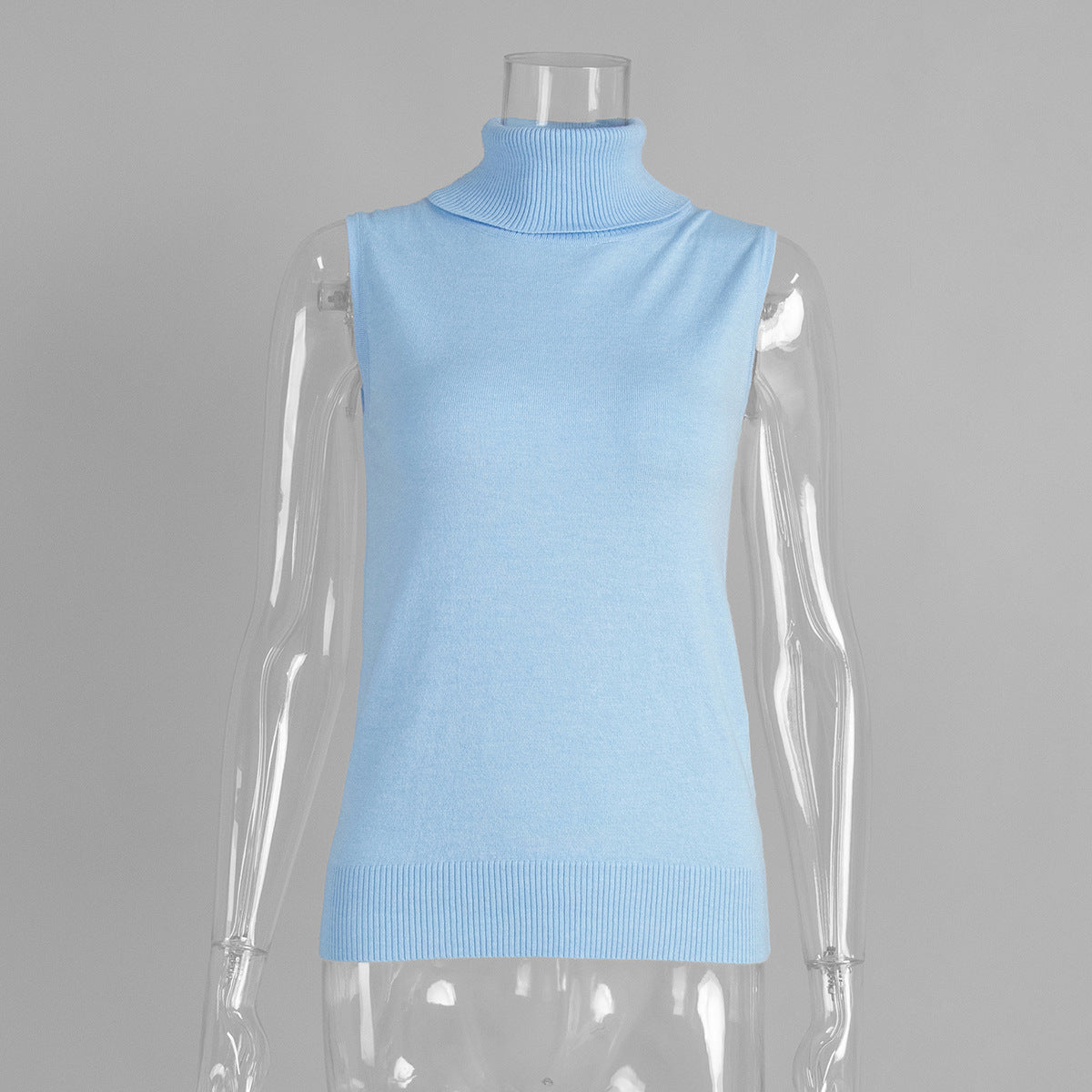 Womens Turtleneck Sleeveless Base Layer Top Sweater Cardigan Set