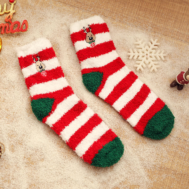 New Coral Velvet Christmas Socks
