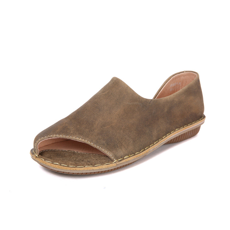 New Style Handmade Leather Ladies Fish Mouth Sandals