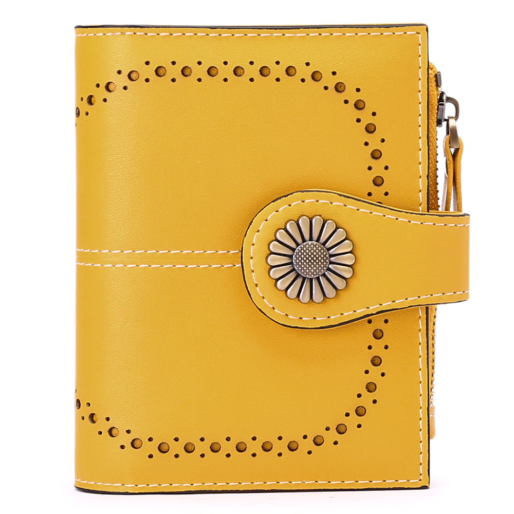 Wallet Women's Short Oil Wax Leather Zipper Card Holder