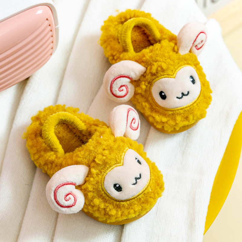 Children Home Slippers Winter Cartoon Sheep Boys Girls