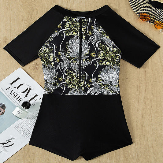 Conservative One-piece Swimsuit Women's Printed Beach