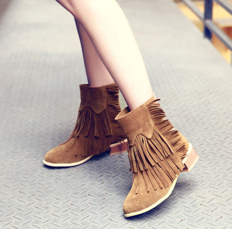 Simple Wind Suede Plus Size Short Boots