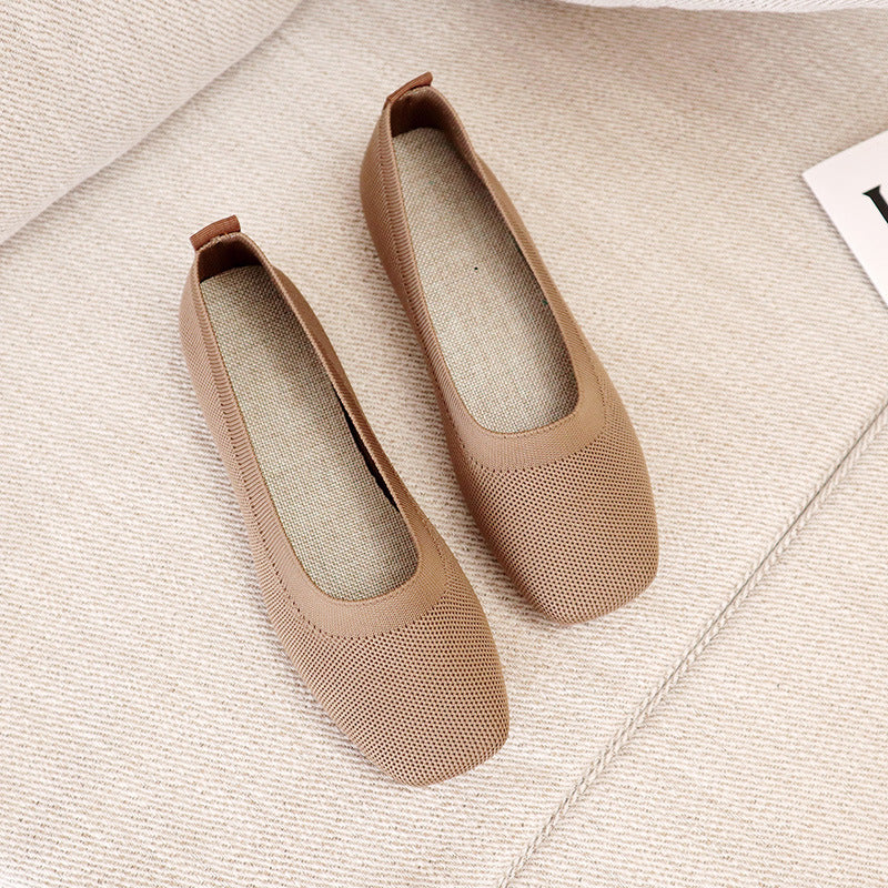 Ladies New Knitted Fashion Flat Peas Shoes Casual Shoes