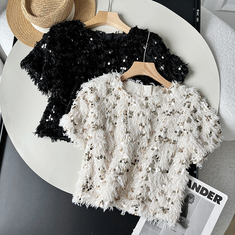 Sequined Top European And American Fashion Shiny T-shirt